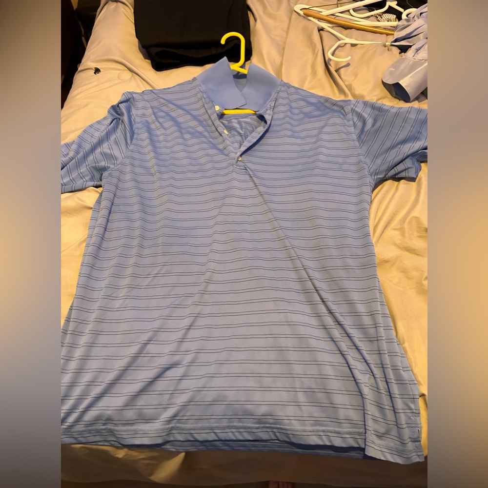 Extra large blue stripped short sleeve polo